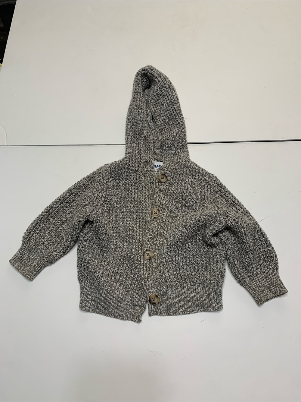 Old Navy Gray Hooded Knit Cardigan Sweater